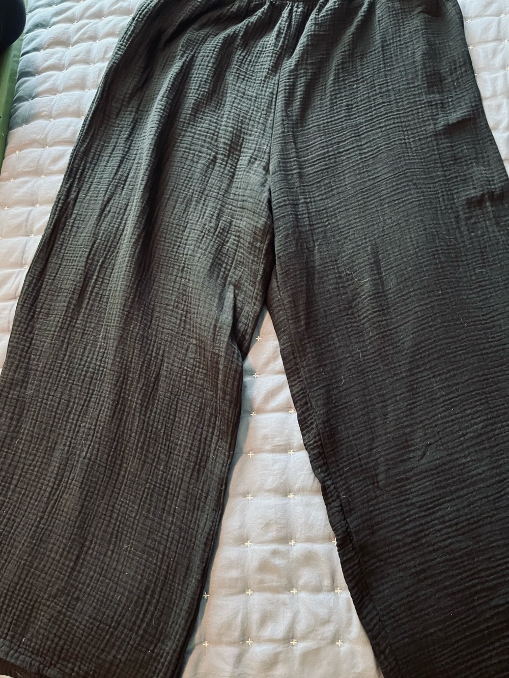Women’s Crinkle Gauze Cotton Wide-Leg Pants